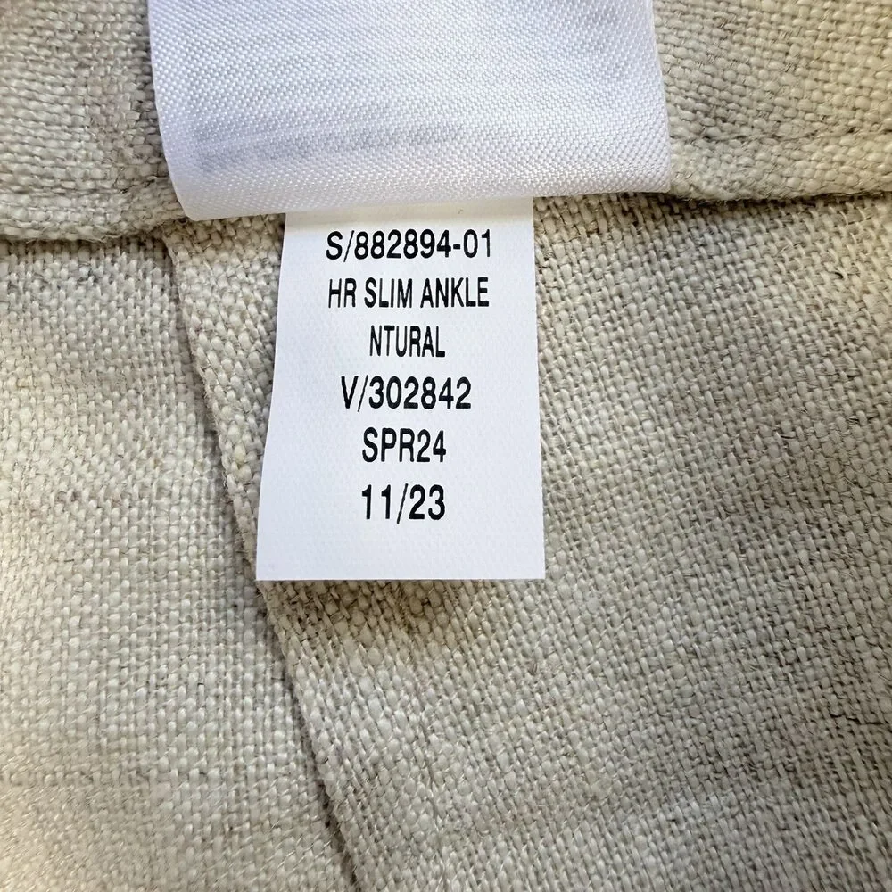 Banana Republic High Rise Slim Ankle Linen Trousers Size 10 Beige Minimalist NWT